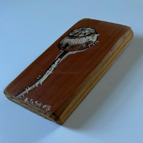 POPPY Seed Pod Painting on a Woodblock - Picture 2 of 7